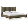 Letto matrimoniale 160 x 200 cm in legno e tessuto verde oliva stile classico