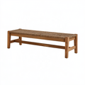 Panca 120 x 40 x 45 cm in legno marrone con seduta in corda intrecciata stile rustico
