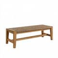 Panca 120 x 40 x 45 cm in legno e corda intrecciata marrone naturale - stile rustico