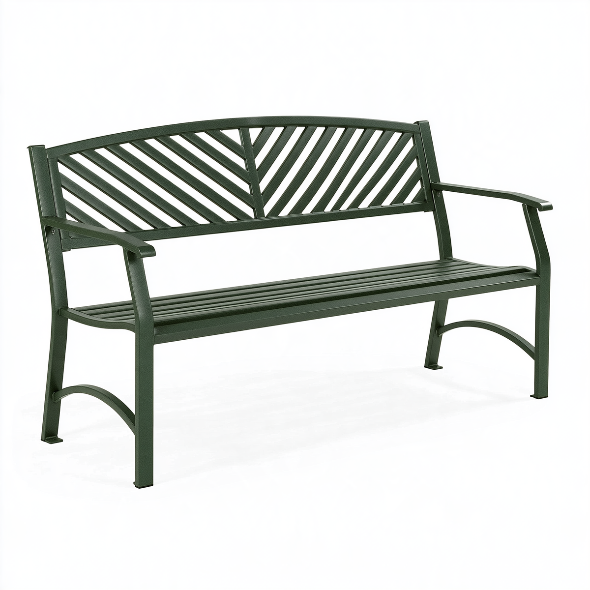 Panchina da giardino 122 x 63 x 88 cm in acciaio verde con schienale decorativo