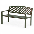 Panchina da giardino 125 x 60 x 88 cm in acciaio verde con schienale a doghe