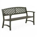 Panchina da giardino 120 x 60 x 85 cm in metallo grigio antracite - design a doghe