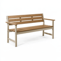 Panca da giardino 150 cm con struttura in metallo e doghe effetto legno beige/marrone