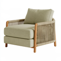 Poltrona 78 x 82 x 84 cm in legno e corda beige verde salvia - stile contemporaneo