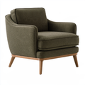 Poltrona 78 x 82 x 88 cm in tessuto verde oliva con gambe in legno - stile moderno per soggiorno