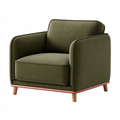Poltrona 80 x 78 x 85 cm in tessuto verde oliva con gambe in legno - stile moderno